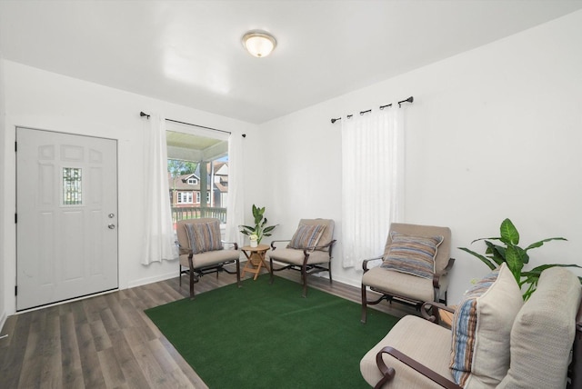 living area with wood finished floors
