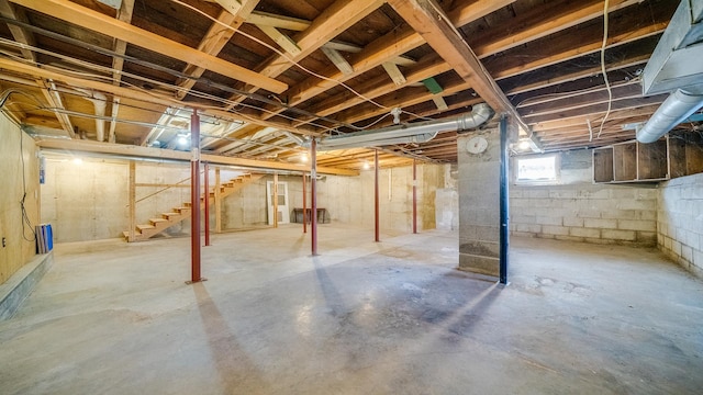 below grade area featuring stairway
