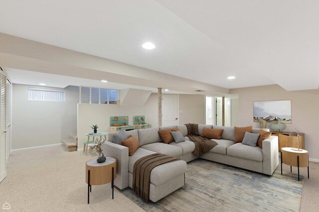 5753 S Moody Ave, Chicago, IL 60638 - living area with carpet flooring, baseboards, and recessed lighting