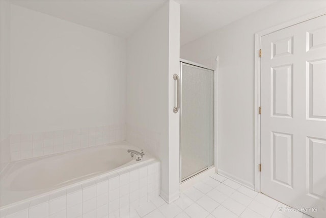 9531 Lenox Ln, Lakewood, IL 60014 - full bath with tile patterned flooring, a shower stall, and a garden tub