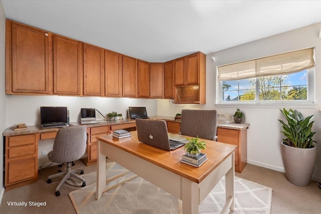 9531 Lenox Ln, Lakewood, IL 60014 - office space featuring light colored carpet, built in desk, and baseboards