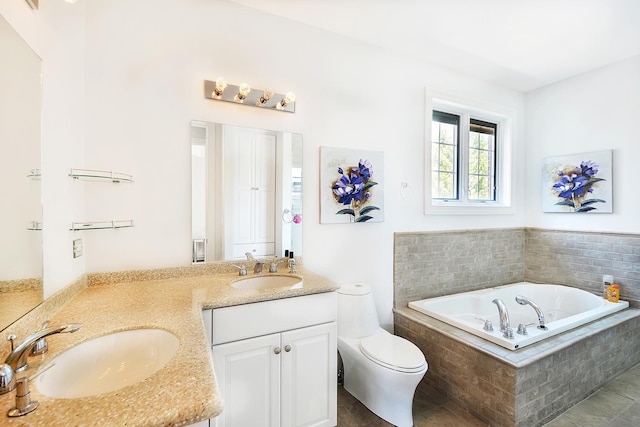 22328 N Prairie Ct, Kildeer, IL 60047 - bathroom featuring a bath, double vanity, and toilet
