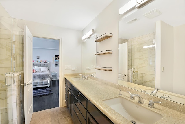 22328 N Prairie Ct, Kildeer, IL 60047 - full bathroom with a shower stall, tile patterned floors, ensuite bathroom, and double vanity
