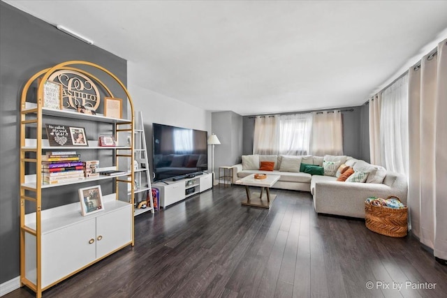 living area featuring dark wood finished floors