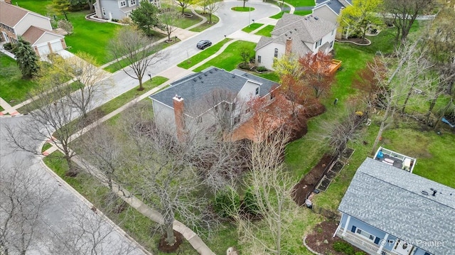 bird's eye view with a residential view
