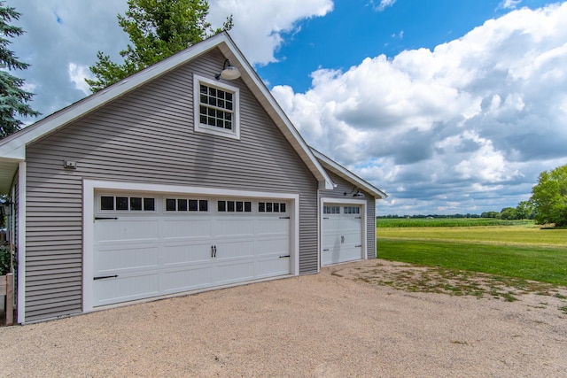 view of detached garage