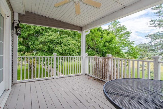 deck featuring ceiling fan