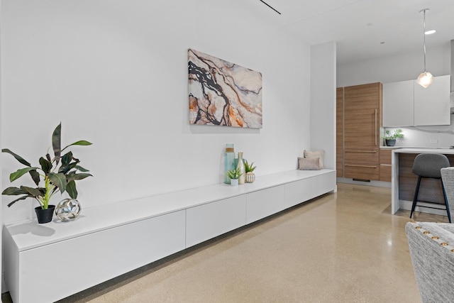 interior space with light speckled floor
