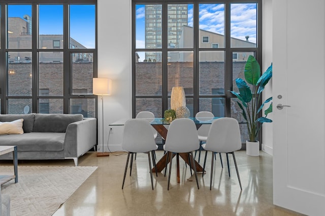 dining room featuring a wealth of natural light, baseboards, and expansive windows