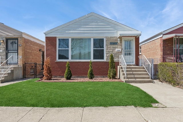 12446 S Honore St, Calumet Park, IL 60827 - view of front of property featuring entry steps, fence, a gate, and a front yard