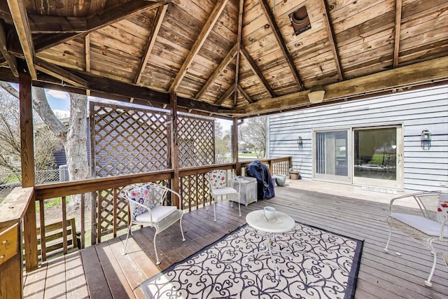 wooden deck featuring a gazebo