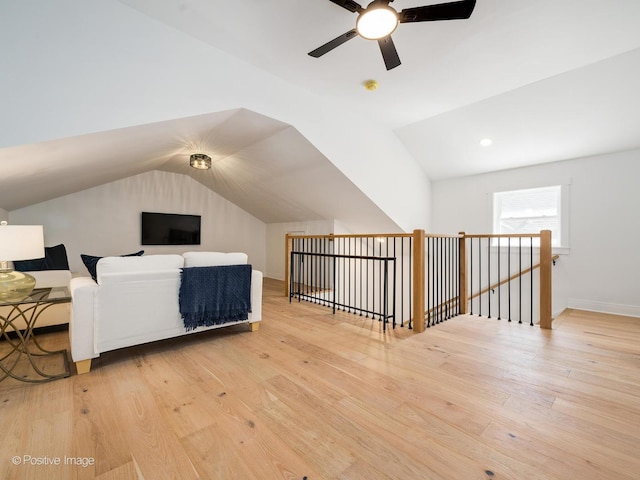 2206 W 107th Pl, Chicago, IL 60643 - bonus room featuring ceiling fan, vaulted ceiling, and light wood finished floors