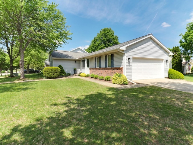 608 Cheshire Dr, Bloomington, IL 61704 - single story home with an attached garage, driveway, a front lawn, and brick siding