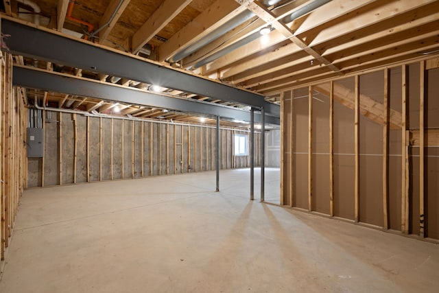below grade area with electric panel