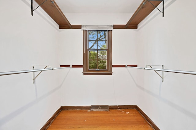 spacious closet featuring wood finished floors
