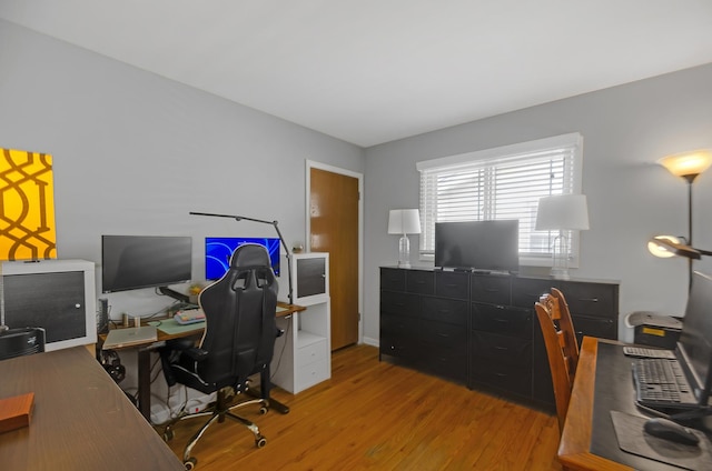 office area featuring light wood-style floors