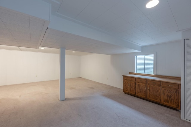 basement with carpet floors