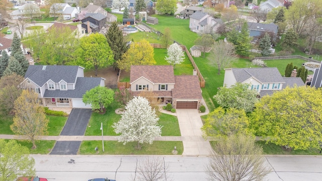 aerial view with a residential view