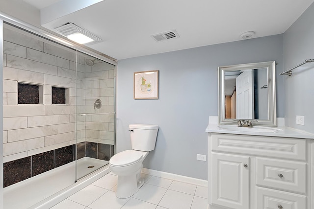506 Aberdeen Rd, Frankfort, IL 60423 - full bath with tile patterned flooring, toilet, a shower stall, vanity, and baseboards
