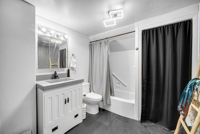 824 Rowlett Ave, Melrose Park, IL 60164 - full bathroom featuring tile patterned flooring, toilet, shower / bathtub combination with curtain, and vanity