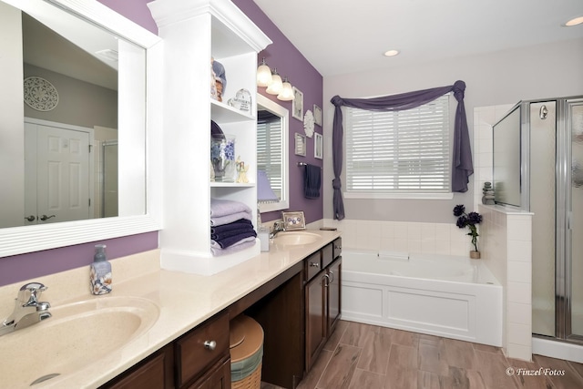 459 E Amberside Dr, Elgin, IL 60124 - bathroom with a shower stall, double vanity, and a garden tub