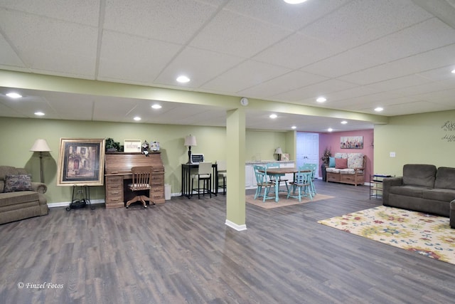 459 E Amberside Dr, Elgin, IL 60124 - living area with wood finished floors, recessed lighting, and a drop ceiling