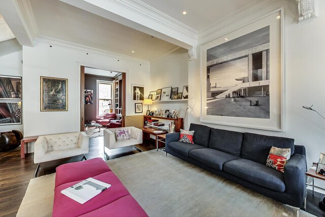 351 W Belden Ave, Chicago, IL 60614 - living room with ornamental molding, recessed lighting, and wood finished floors