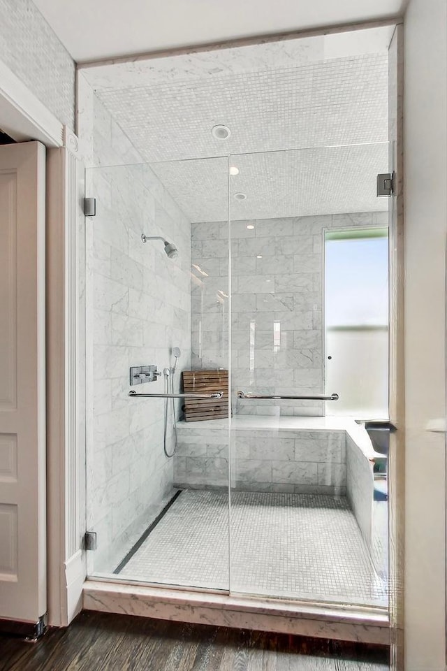 351 W Belden Ave, Chicago, IL 60614 - full bath with a shower stall and wood finished floors