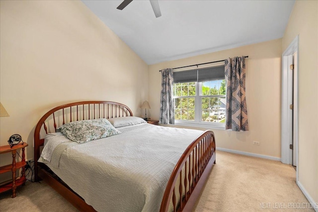 19 Vernon Ct, South Elgin, IL 60177 - bedroom with vaulted ceiling, light carpet, and a ceiling fan