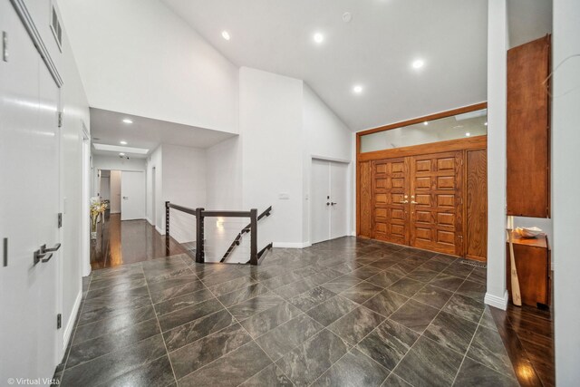 14567 S 82nd Ave, Orland Park, IL 60462 - entryway featuring visible vents, baseboards, high vaulted ceiling, and recessed lighting