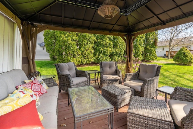 view of patio / terrace with a gazebo and an outdoor hangout area