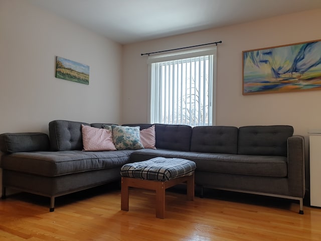 living room featuring light wood-style floors