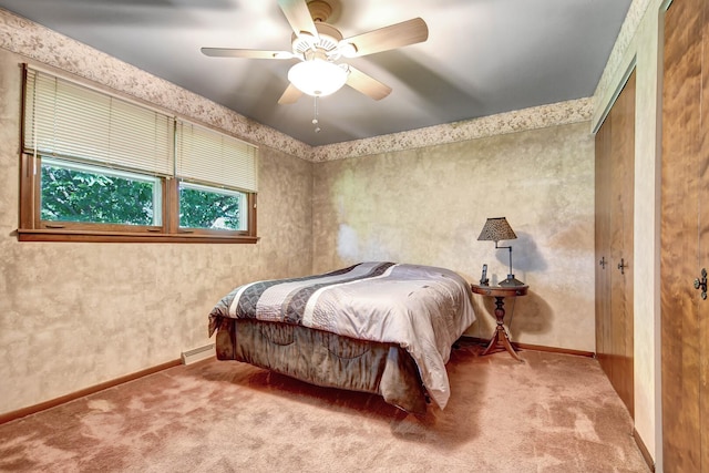 13344 S Stephen Dr, Palos Park, IL 60464 - carpeted bedroom featuring baseboards and ceiling fan