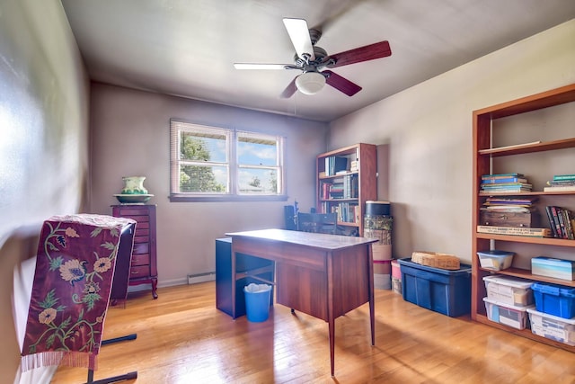 13344 S Stephen Dr, Palos Park, IL 60464 - office area featuring baseboard heating, light wood-type flooring, and a ceiling fan