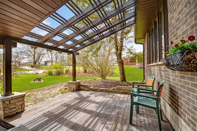 13344 S Stephen Dr, Palos Park, IL 60464 - wooden deck with a lawn and a pergola