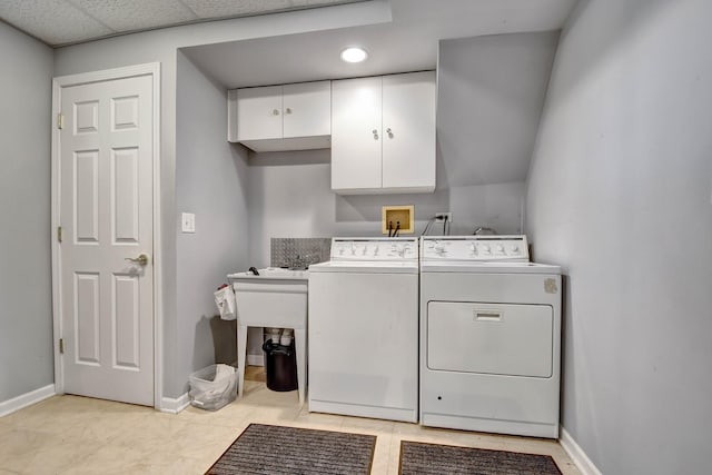 13344 S Stephen Dr, Palos Park, IL 60464 - washroom featuring cabinet space, washer and dryer, recessed lighting, and light tile patterned flooring