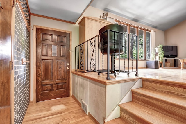 13344 S Stephen Dr, Palos Park, IL 60464 - foyer featuring wood finished floors, stairway, and ornamental molding