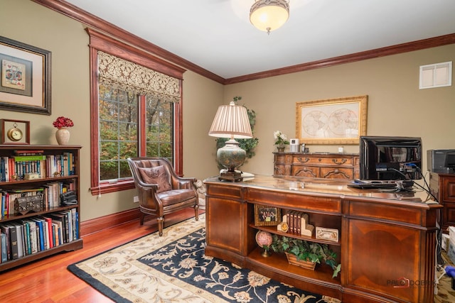 14705 W Mayland Villa Rd, Lincolnshire, IL 60069 - office featuring wood finished floors, crown molding, and baseboards