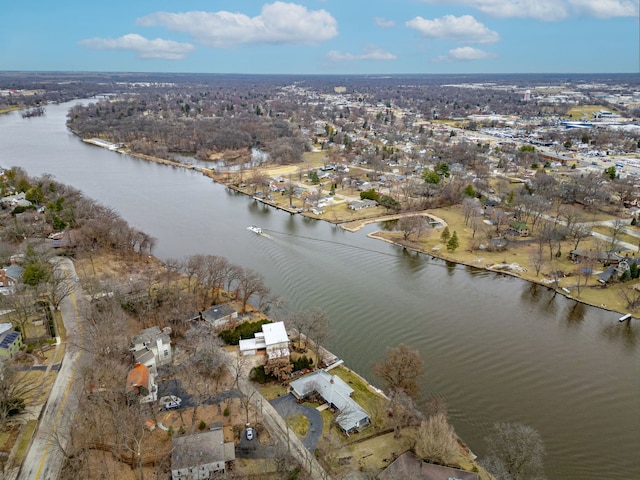 bird's eye view with a water view and a residential view