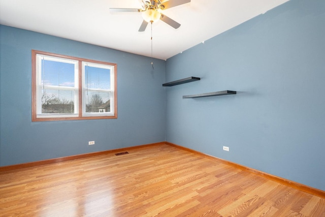 2084 Maplewood Cir, Naperville, IL 60563 - spare room featuring visible vents, light wood-style flooring, ceiling fan, and baseboards