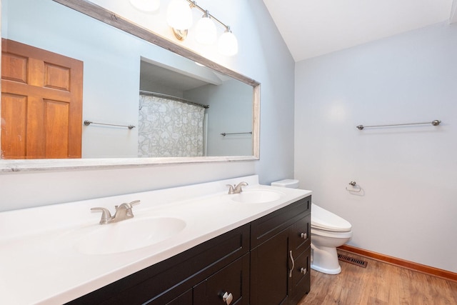 2084 Maplewood Cir, Naperville, IL 60563 - full bathroom featuring a sink, visible vents, toilet, and wood finished floors