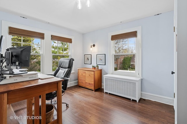 1149 Scott Ave, Winnetka, IL 60093 - office space with baseboards, a healthy amount of sunlight, radiator, and wood finished floors