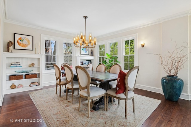 1149 Scott Ave, Winnetka, IL 60093 - dining area with crown molding, baseboards, an inviting chandelier, and wood finished floors