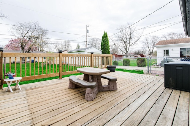 536 Evergreen Ln, Bradley, IL 60915 - wooden terrace featuring fence and a lawn
