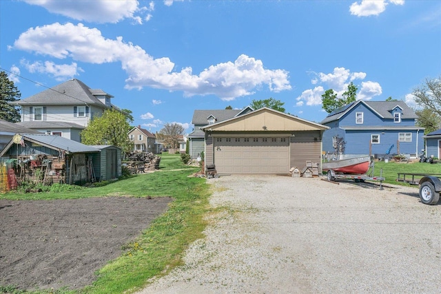 exterior space with a front yard and a residential view