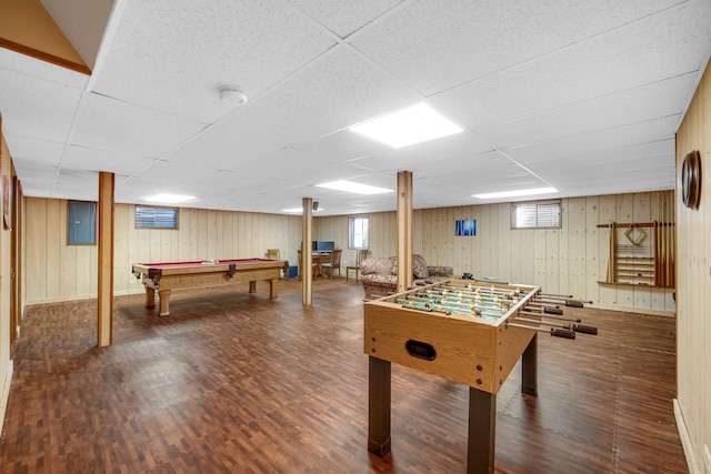 2894 Whispering Oaks Ct, Buffalo Grove, IL 60089 - game room featuring billiards, a paneled ceiling, and wood finished floors