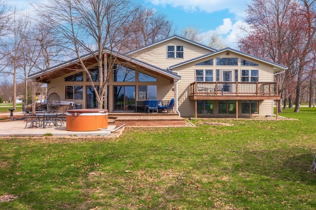 10690 E 1700 N Rd, Pontiac, IL 61764 - rear view of house with a yard, a deck, a patio, and a hot tub
