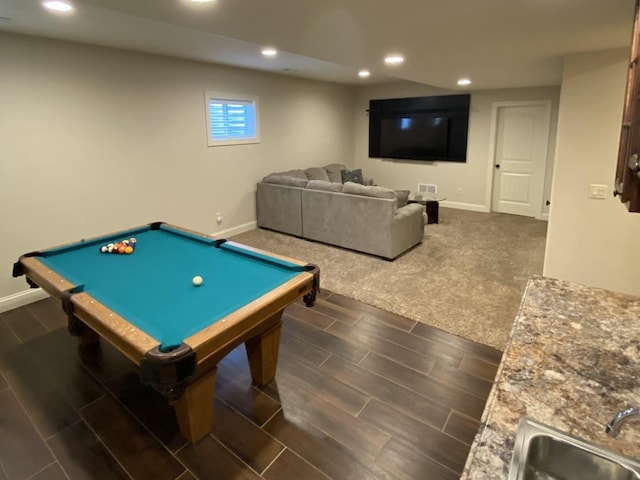 2110 Escalade Rd, Bloomington, IL 61705 - game room featuring baseboards and recessed lighting