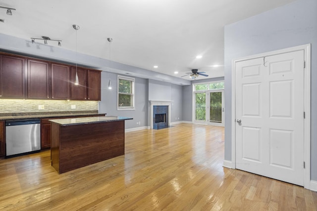 4532 S Indiana Ave Unit 2N, Chicago, IL 60653 - kitchen featuring dishwasher, ceiling fan, light wood finished floors, healthy amount of natural light, and recessed lighting