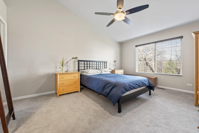 68 Tall Grass Ct, Streamwood, IL 60107 - bedroom with baseboards, visible vents, light carpet, and lofted ceiling